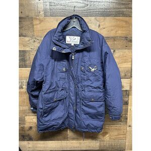 Vintage Triple FAT Goose Navy Blue‎ Down Puffer Parka Jacket Men's Size Medium